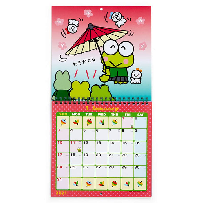 Calendrier mural Sanrio Kerokerokeroppi 2021 de taille moyenne