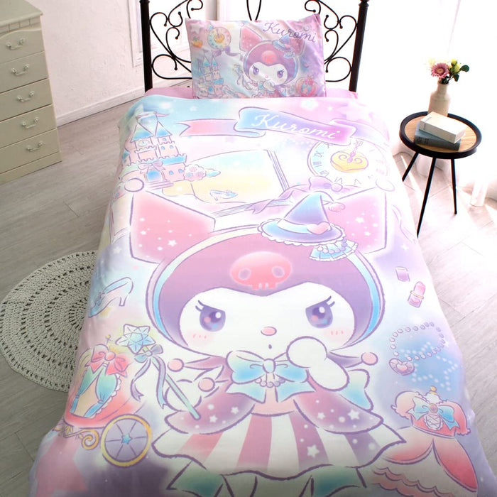 Parure de lit 3 pièces Sanrio Kuromi pour lit simple - Taie d'oreiller et draps inclus