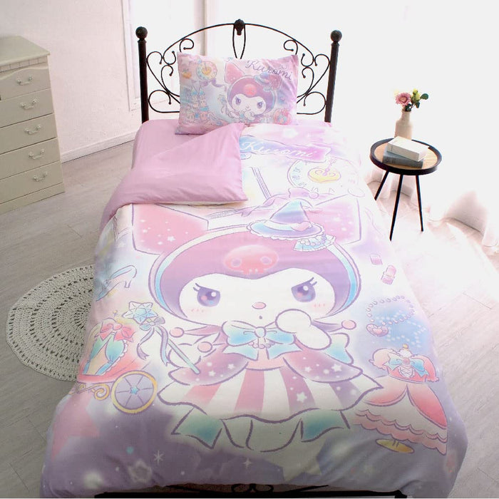 Parure de lit 3 pièces Sanrio Kuromi pour lit simple - Taie d'oreiller et draps inclus