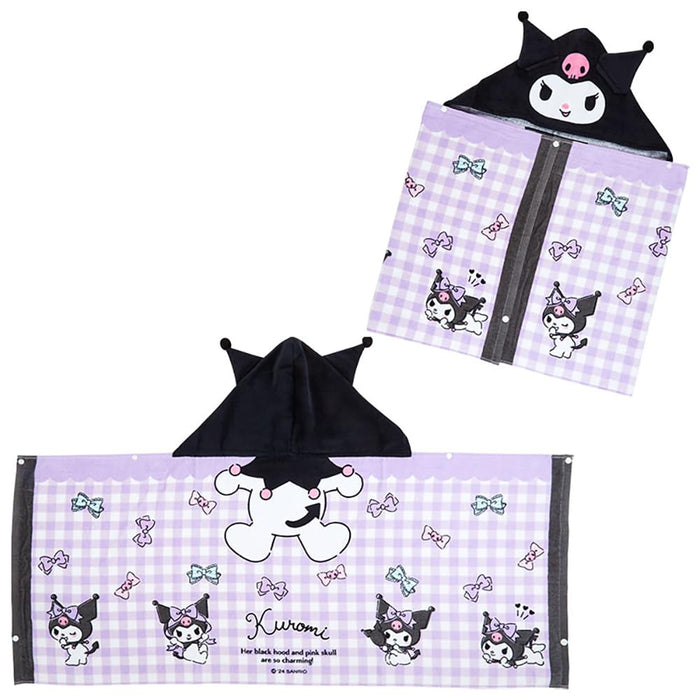 Sanrio Kuromi Kapuzenhandtuch 75x120cm - Süßes Charakterhandtuch für Kinder