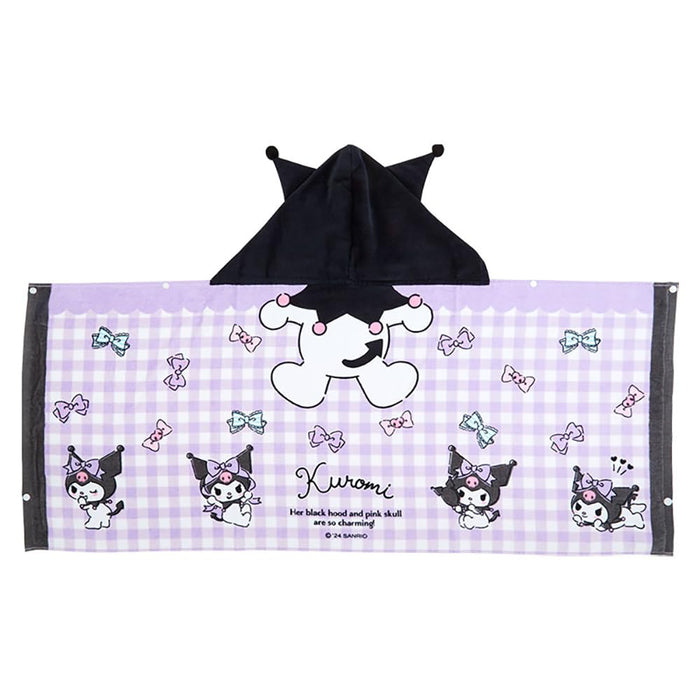 Serviette à capuche Sanrio Kuromi 75x120cm - Serviette de bain à l'effigie d'un personnage mignon pour enfants