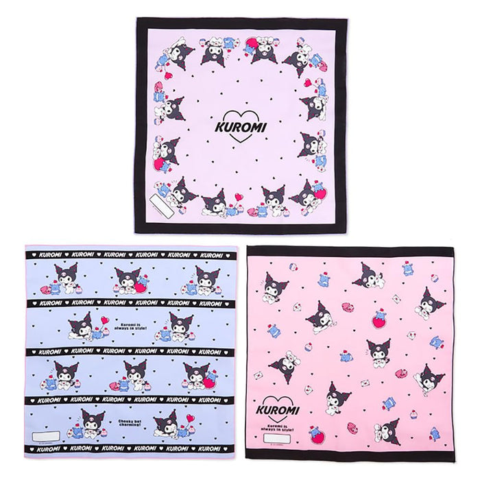 Lot de 3 serviettes à déjeuner Sanrio Kuromi – Serviettes réutilisables mignonnes et durables