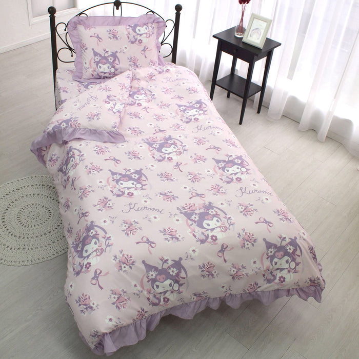 Sanrio Kuromi Frill Duvet Cover Set 3-Piece Single Pillowcase Sheets Duvet