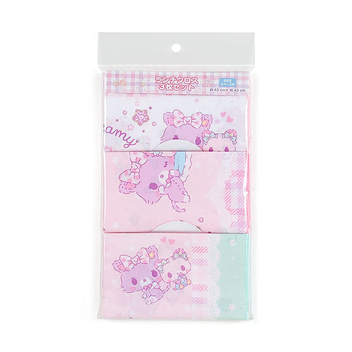 Lot de 3 serviettes à déjeuner Sanrio Mewkledreamy 43 x 43 cm 100 % coton Espace pour le nom inclus