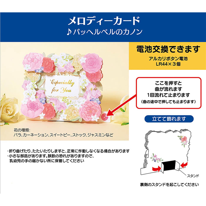 Sanrio Melody Message Card: Flower Frame Music Box with Overseas Shipping