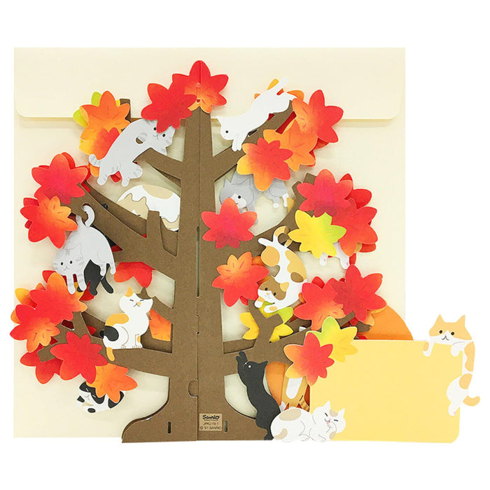 Sanrio Autumn Leaves Cats Greeting Card - Overseas Shipping Available