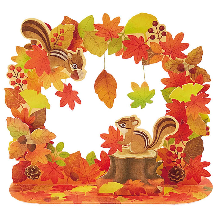 Sanrio Autumn Squirrel Greeting Card with Arch of Leaves - Overseas Shipping Available