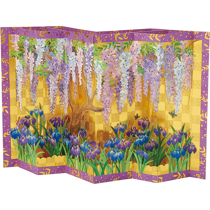 Sanrio 3D Wisteria Gold Folding Screen Greeting Card Available for Overseas Shipping