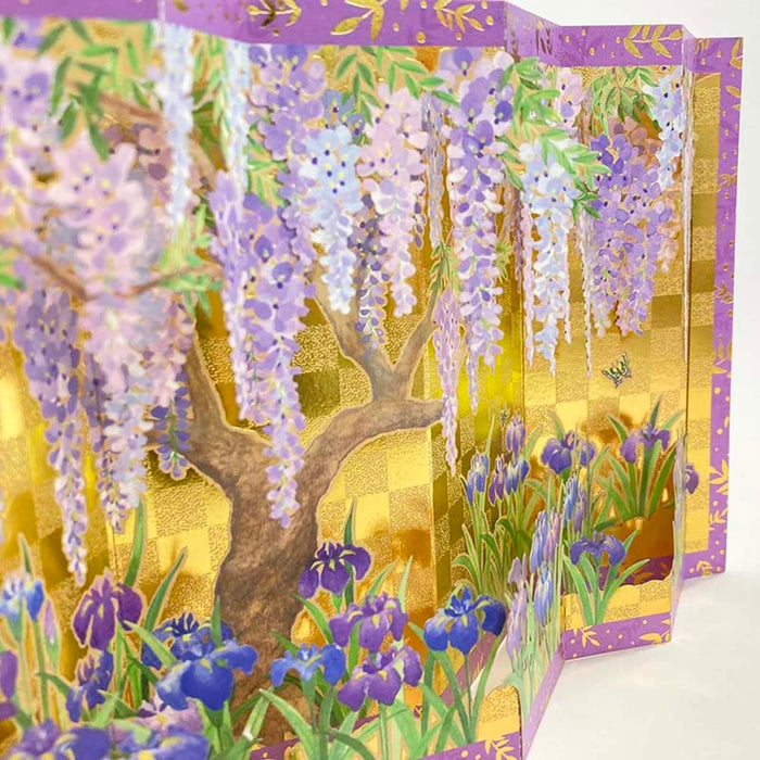 Sanrio 3D Wisteria Gold Folding Screen Greeting Card Available for Overseas Shipping