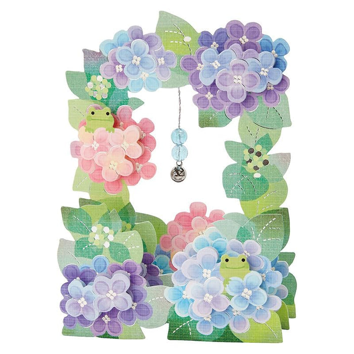 Carte de vœux de début d'été avec hortensia et grenouille de Sanrio - Expédition à l'étranger