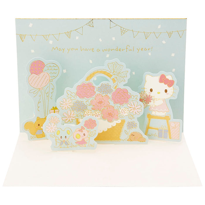 Sanrio Hello Kitty Greeting Card Flower Basket Design Overseas Shipping Available