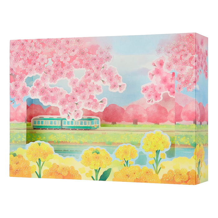 Sanrio Message Card Spring Cherry Blossom Rape Blossom Train Greeting Card