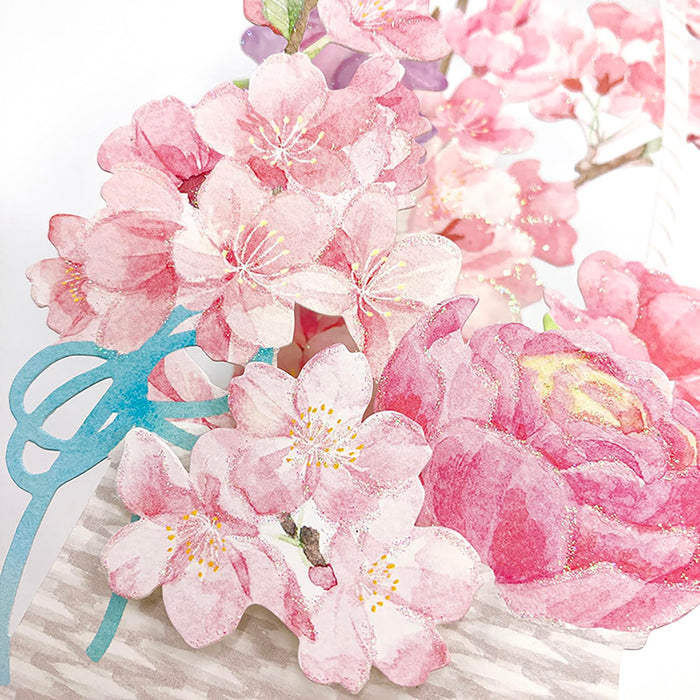 Sanrio Cherry Blossom Basket Spring Greeting Card with Overseas Shipping Availability