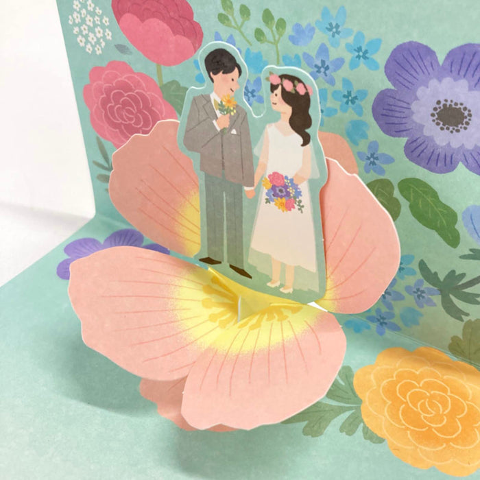 Carte de vœux de mariage Sanrio avec fleurs pour les mariés - Expédition à l'étranger disponible