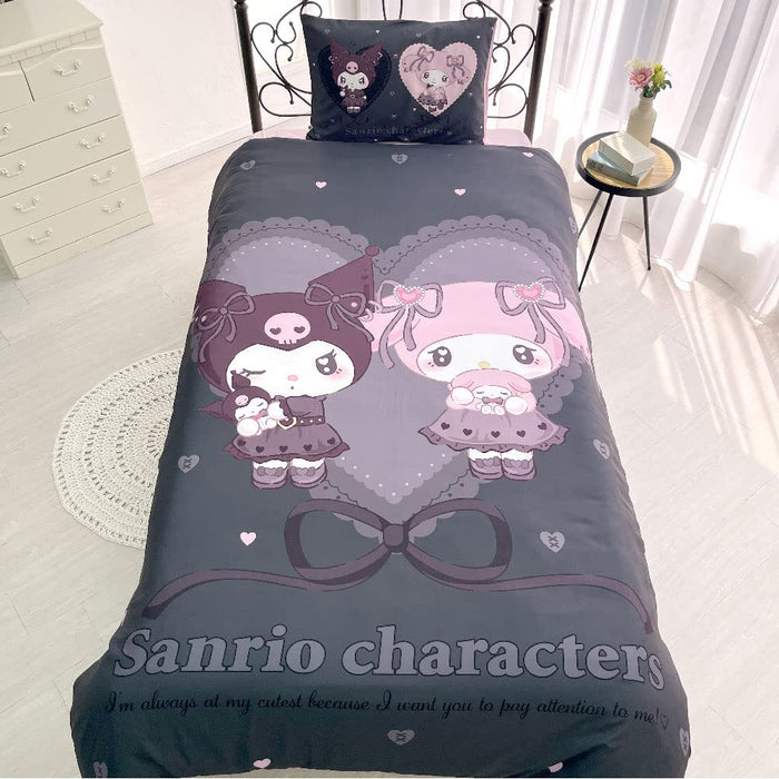 Ensemble housse de couette simple Sanrio Midnight Melo Kuromi My Melody 3 pièces