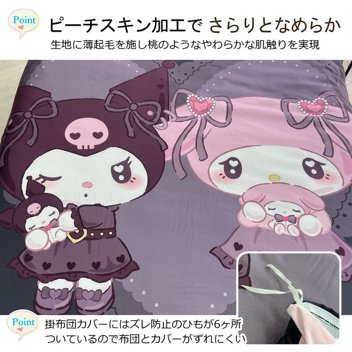 Sanrio Midnight Melo Kuromi My Melody Einzelbettbezug-Set, 3-teilig