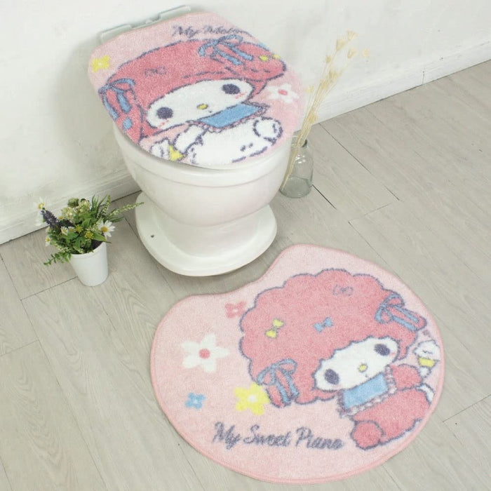 Ensemble de toilette Sanrio My Melody &amp; My Sweet Piano 2 pièces avec tapis et housse de siège