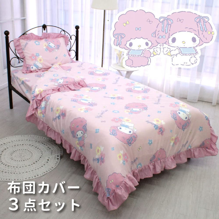 Ensemble housse de couette Sanrio My Melody My Sweet Piano 3 pièces pour lit simple