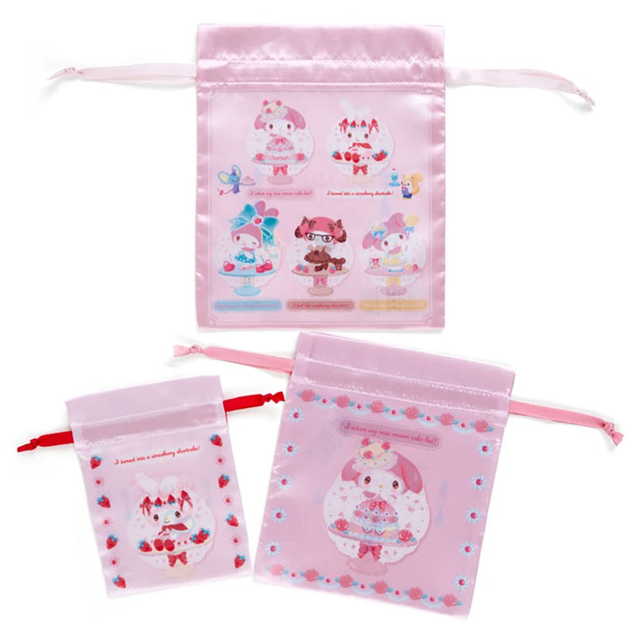 Sanrio My Melody Drawstring Bag Set Sweet Lookbook 428400 Durable Stylish