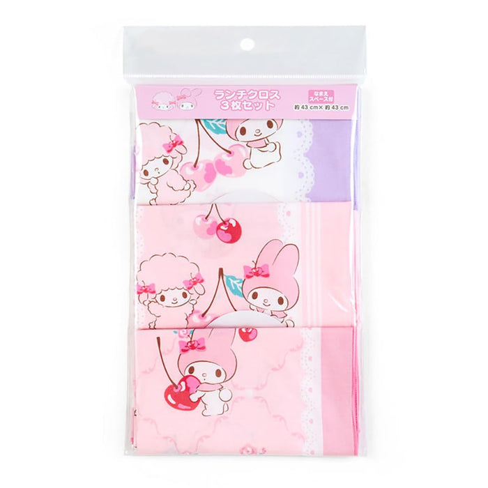 Sanrio My Melody Lunch-Tücher, 3er-Set, umweltfreundliche, wiederverwendbare Verpackungen