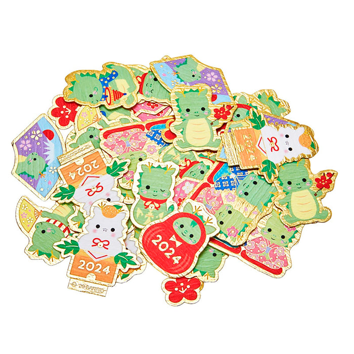 Ensemble de cartes de Nouvel An et d'accessoires colorés de Sanrio avec autocollants en forme de flocons