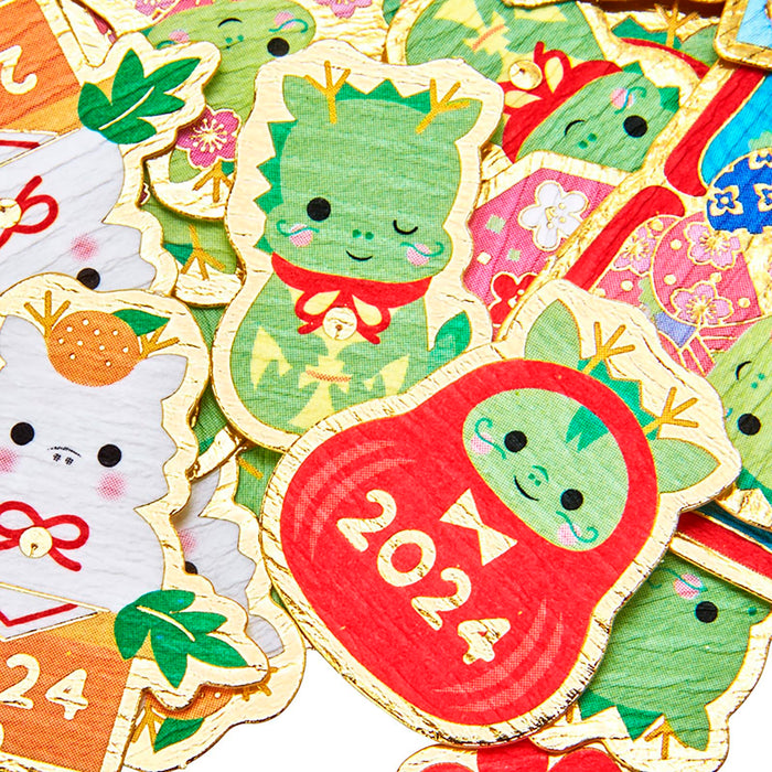 Sanrio New Year's Cards and Colorful Accessories Flake Stickers Set