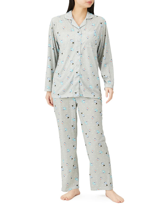 Ensemble de pyjama gris à manches longues pour femme Sanrio Hangyodon Cinnamoroll Roomwear