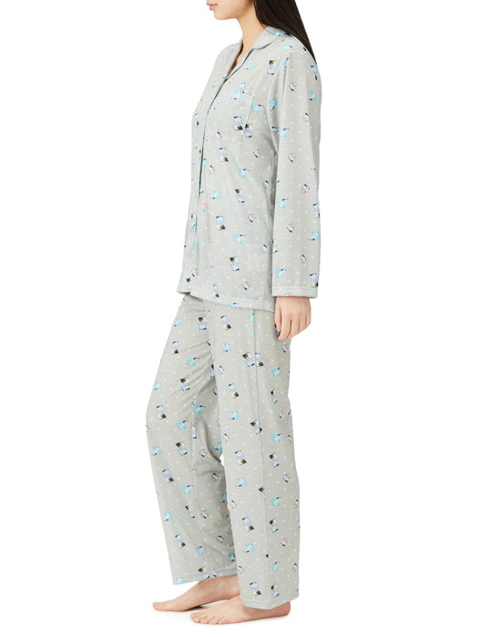 Sanrio Women's Gray Pajama Set Long Sleeve Hangyodon Cinnamoroll Roomwear