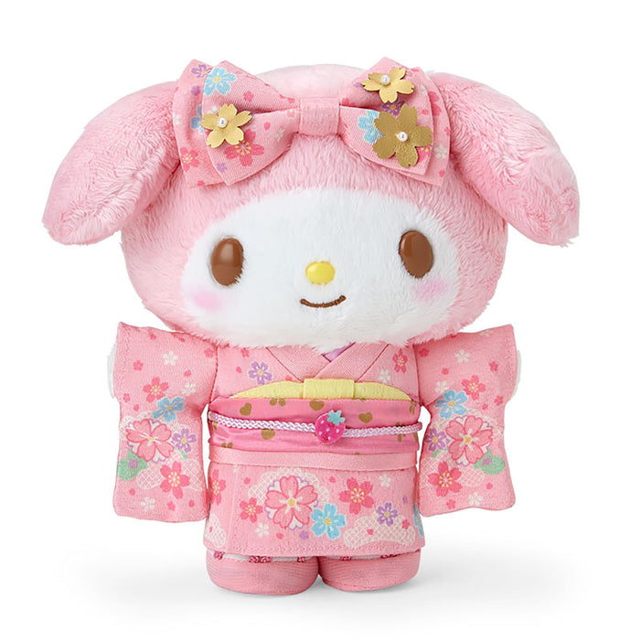 Sanrio My Melody Plush Toy with Kimono - Soft and Cuddly Collectible 067474