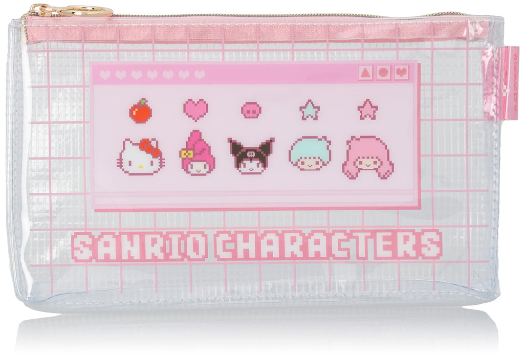 Trousse de maquillage transparente en PVC Sanrio pour femmes, filles, étudiantes, rose