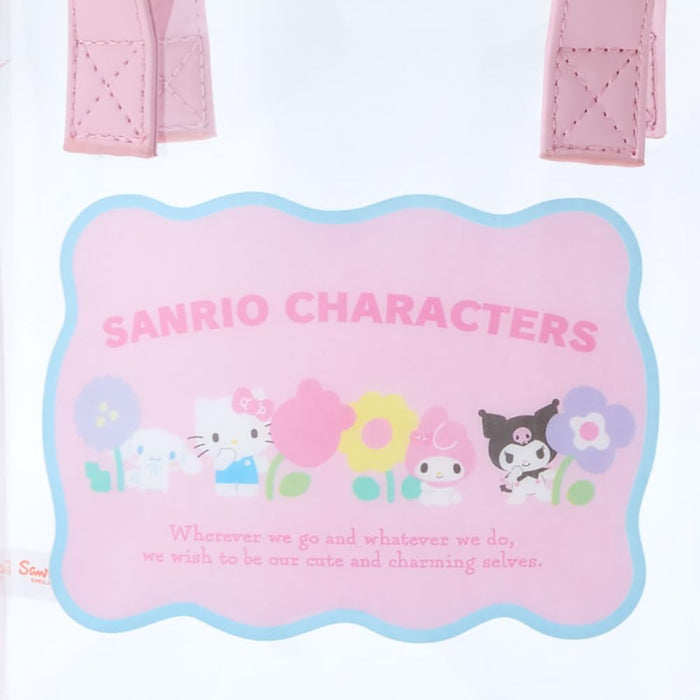 Sanrio Characters Clear Tote Bag With Shoulder Strap Pastel Checker 20x18x7 Cm