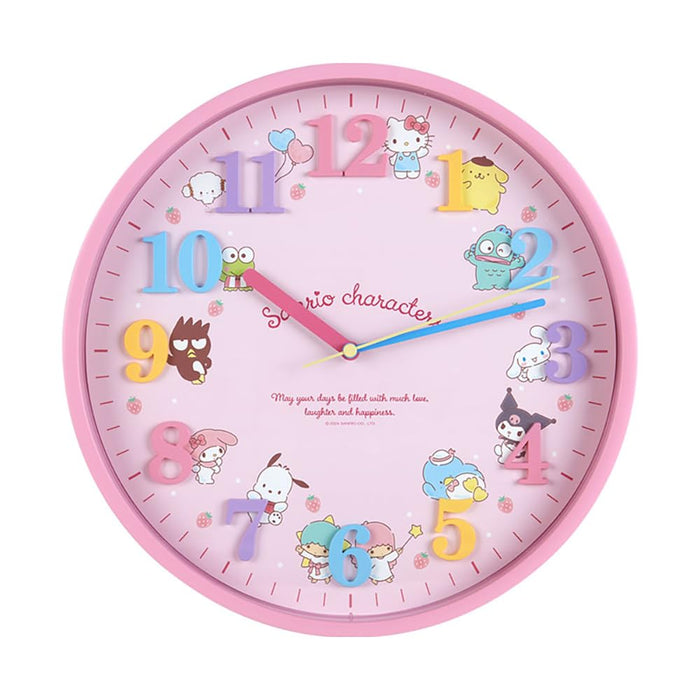 Wanduhr mit Sanrio-Figuren, 29,5 x 29,5 cm, süße Deko-Uhr