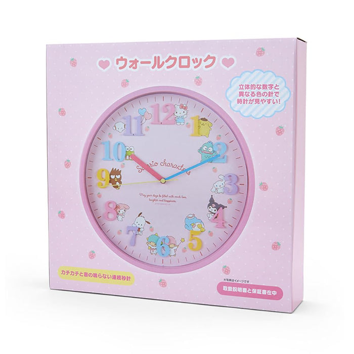 Wanduhr mit Sanrio-Figuren, 29,5 x 29,5 cm, süße Deko-Uhr