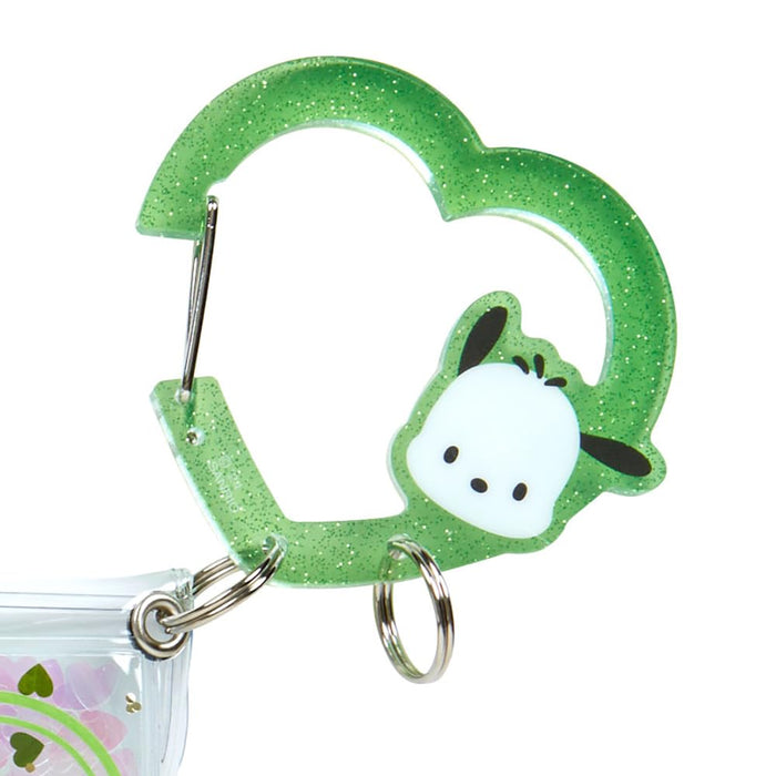 Sanrio Colorful Heart Pochacco Clear Pouch with Carabiner - 3rd Edition