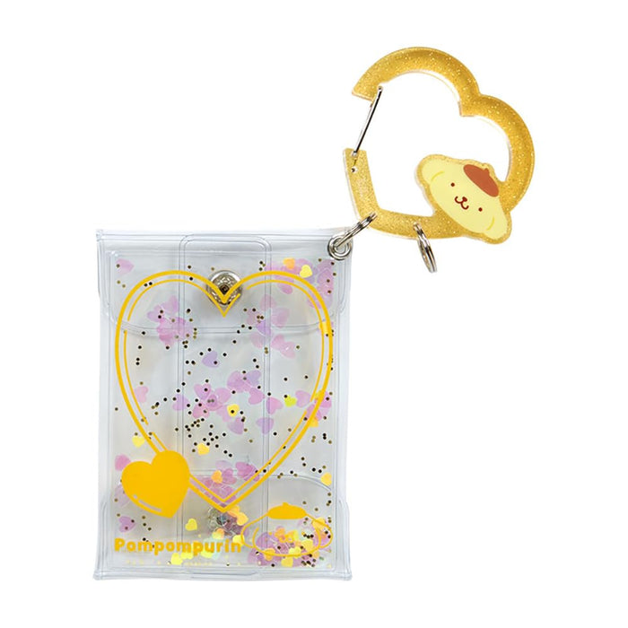 Sanrio Clear Pouch with Carabiner - Pompompurin Colorful Heart Series 3rd Edition