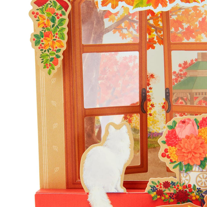 Sanrio Autumn Greeting Card with Window Scenery 11-4 844381