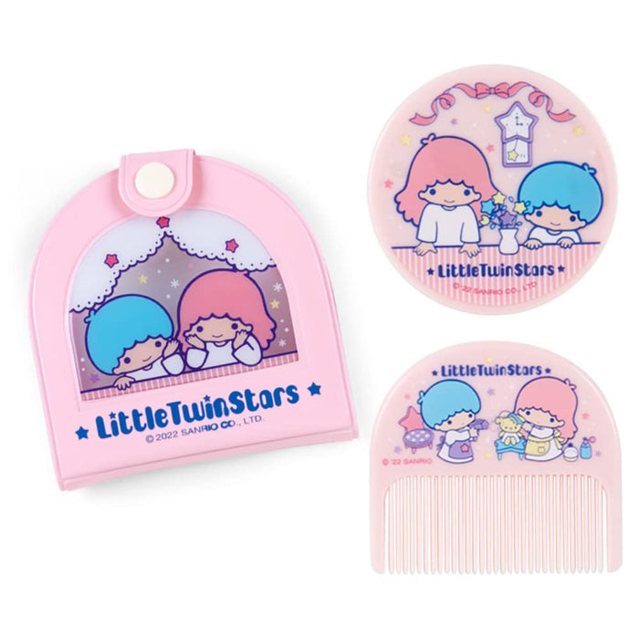 Sanrio Little Twin Stars Spiegel mit Vinylhülle und Kamm 8,5x1,2x8,2 cm