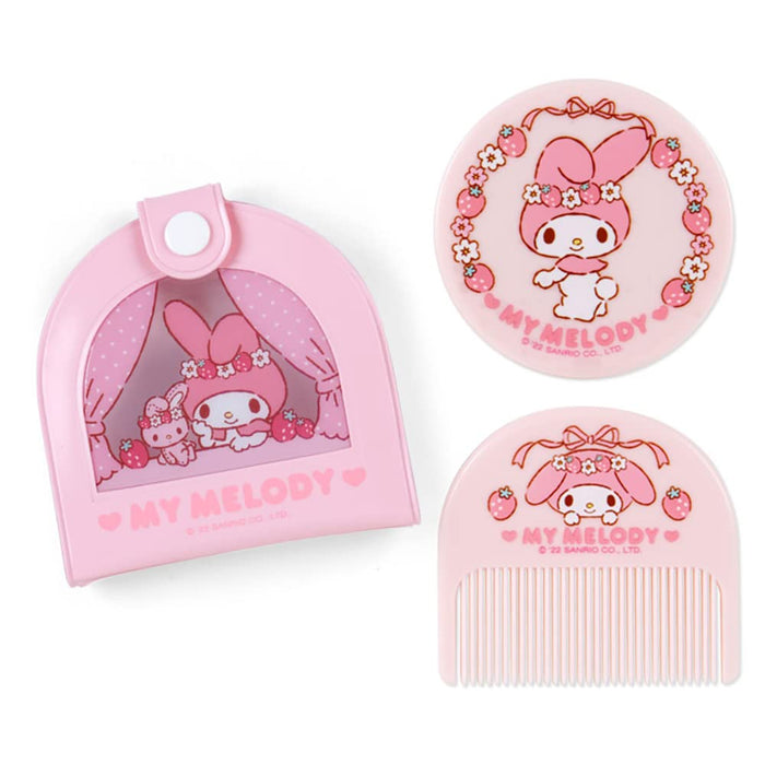 Miroir Sanrio My Melody avec étui en vinyle Peigne 8,5 x 1,2 x 8,2 cm Accessoire de mode