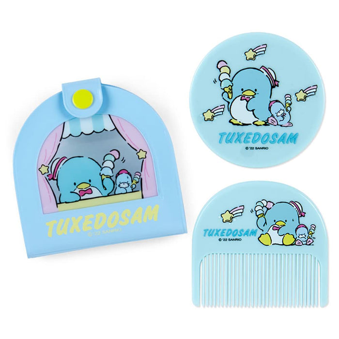 Sanrio Tuxedo Sam Mirror with Vinyl Case and Comb 8.5 x 1.2 x 8.2 cm