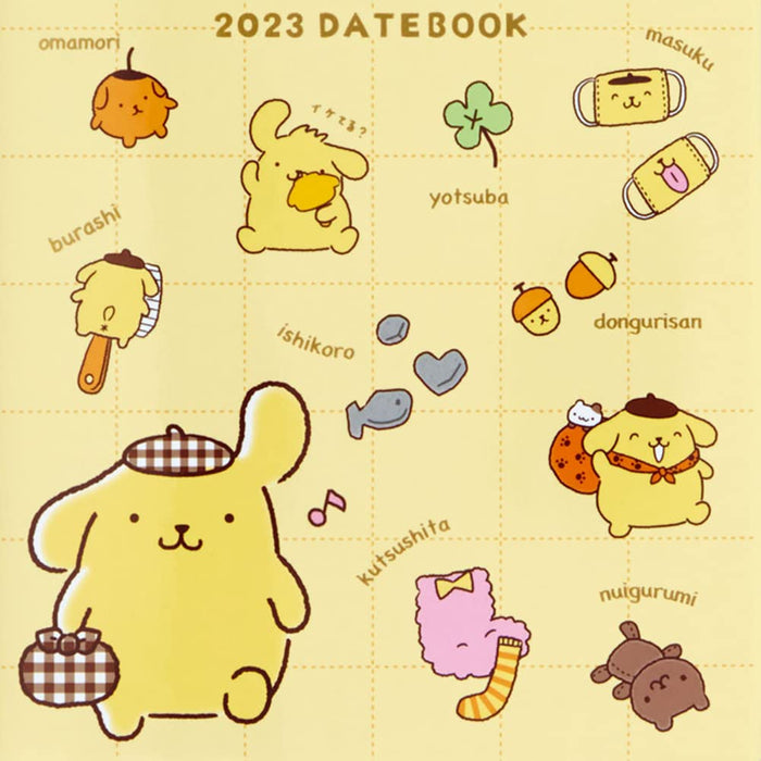 Sanrio 2023 B6 Pompompurin Monthly Notebook with Stickers - Starts Oct 2022