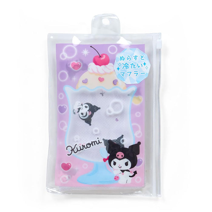 Écharpe rafraîchissante Sanrio Kuromi 20 x 86 cm – Motif personnage rafraîchissant lorsqu'il est mouillé