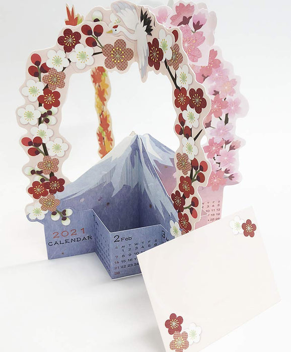 Sanrio Wafuu Card Flower Frame 4-Sided Mt Fuji 2024 Calendar