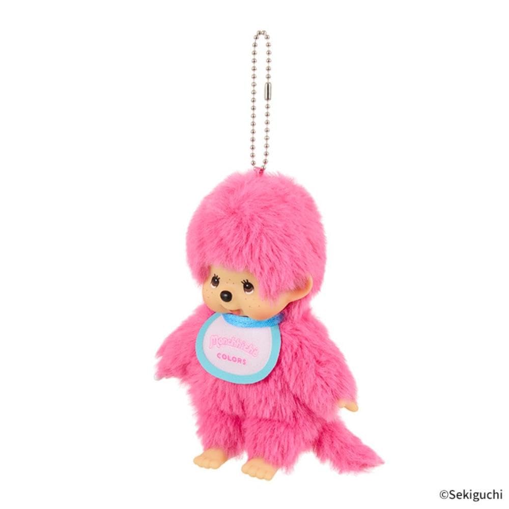 Sekiguchi Monchichi Colors Keychain Plush Toy Berry Pink Edition