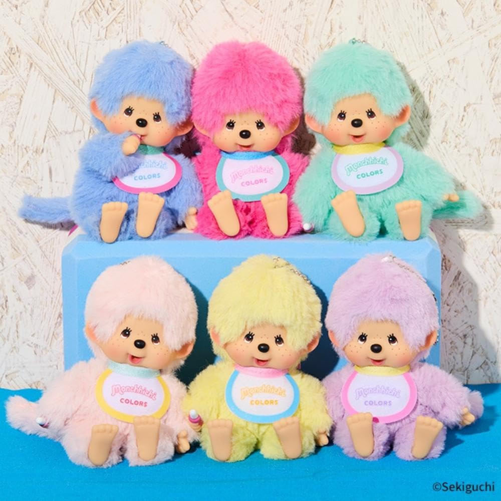 Sekiguchi Monchichi Colors Keychain Plush Toy - Berry Pink Edition