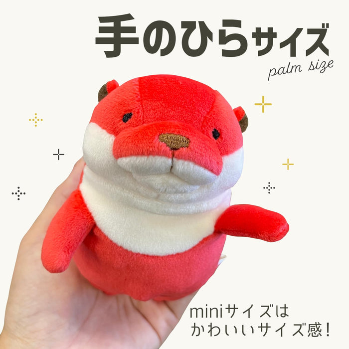Shinada Global Mochi Mini Plush Otter Strawberry Animal Toy 7x5x14 cm