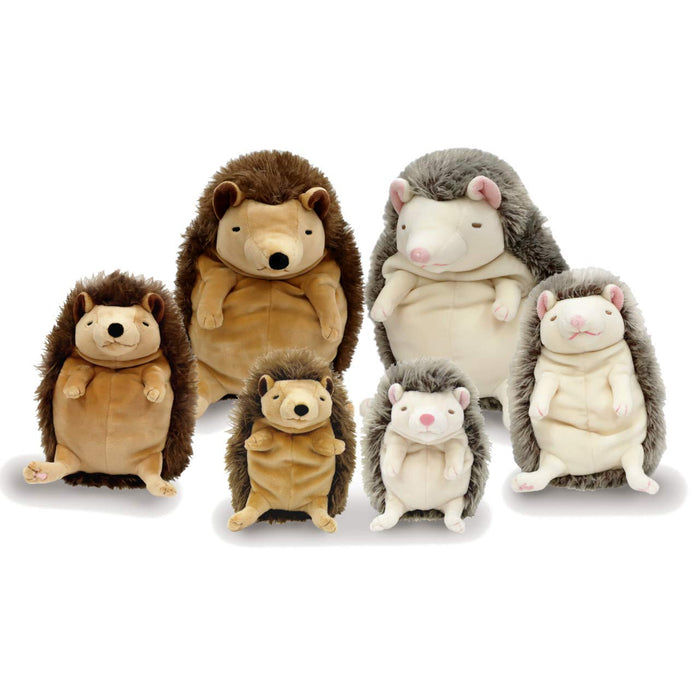 Shinada Global Mochi Series Medium Size 10x10x17cm Brown Stuffed Hedgehog Toy
