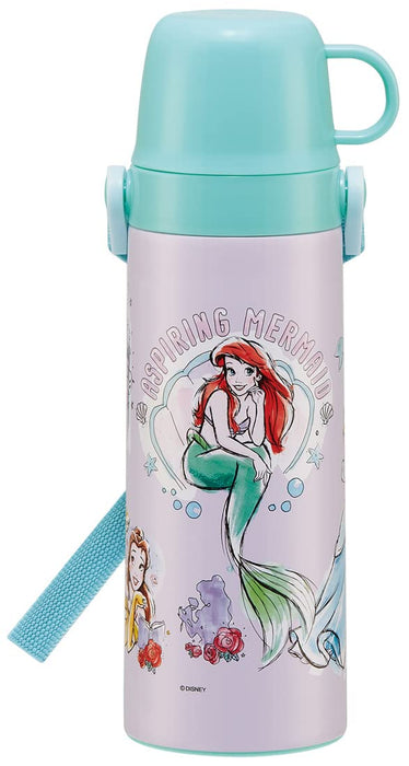 Skater Disney Princess 600ml Stainless Steel 2Way Water Bottle with Cup