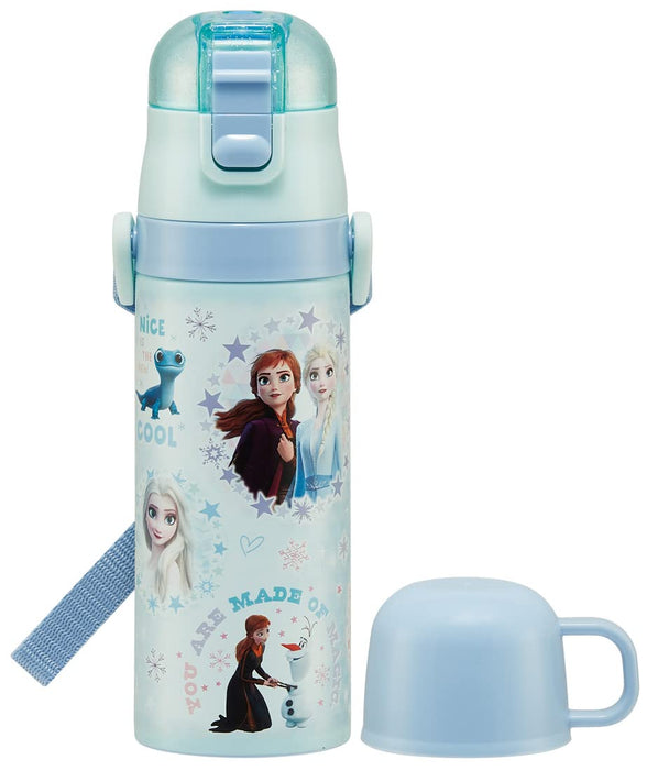 Skater Disney Frozen Stainless Steel 2-Way Kids Water Bottle with Cup 430ml for Girls