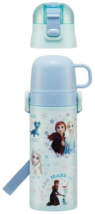 Skater Disney Frozen Stainless Steel 2-Way Kids Water Bottle with Cup 430ml for Girls
