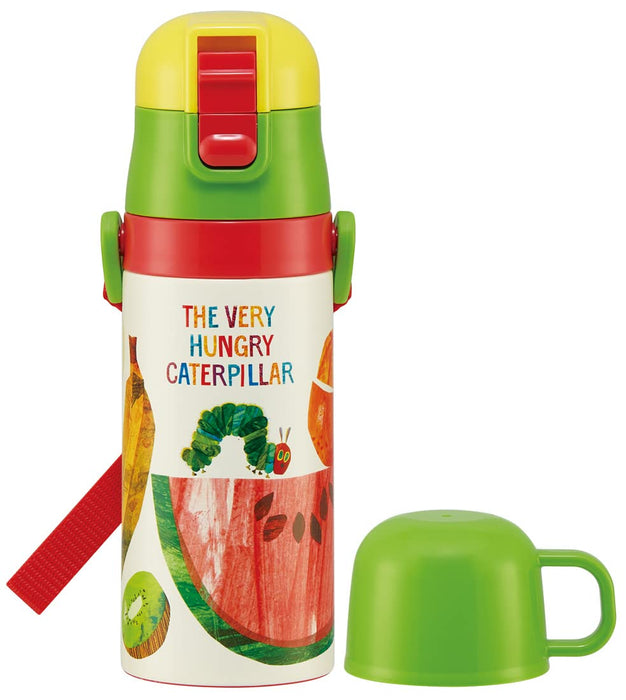 Skater Kids Stainless Steel 350ml Water Bottle with Straw Cup - The Very Hungry Caterpillar